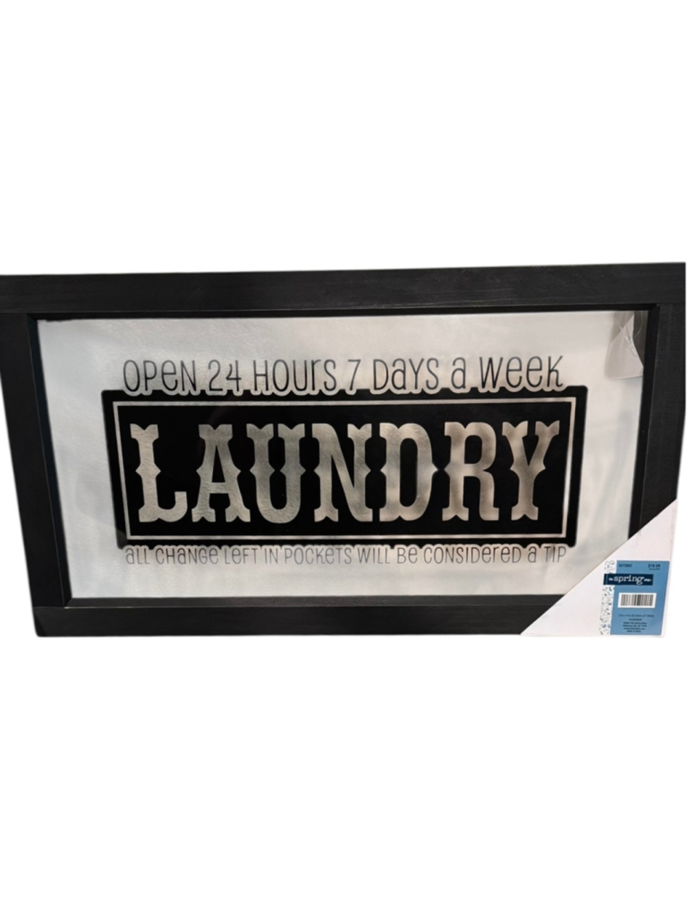 The Spring Shop glass Laundry Wall Decor Sign One Size Black and White